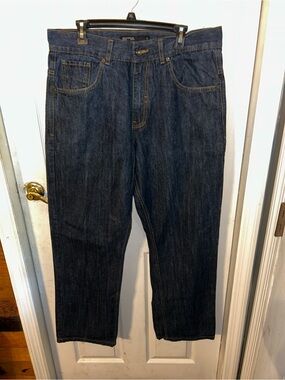 Rocawear Stitched Logo Y2K Baggy Jeans 38x32 Streetwear Skate Wide Embroidered